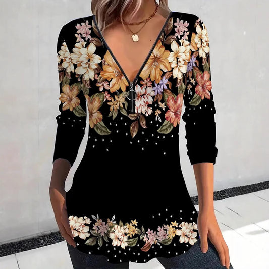 Chemisier femme avec imprimé floral et fermeture éclair Chic und Stil