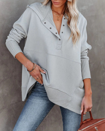 Sweat à capuche décontracté pour femmes avec patte de boutonnage et poche kangourou Chic und Stil