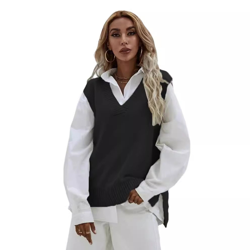 Pull en tricot pour femmes avec décolleté en V et coupe décontractée Chic und Stil