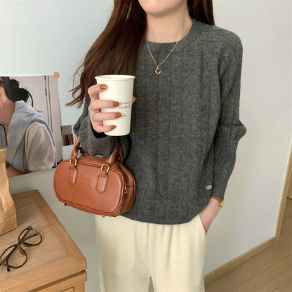 Pull en tricot décontracté pour femmes avec motif gaufré et coupe ample Chic und Stil