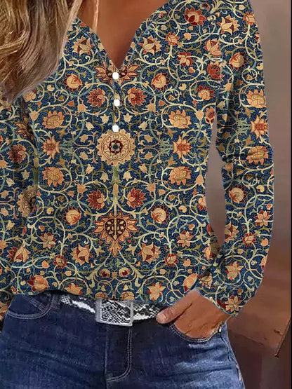 Chemisier long élégant pour femmes avec dégradé graphique et détails de boutons Chic und Stil