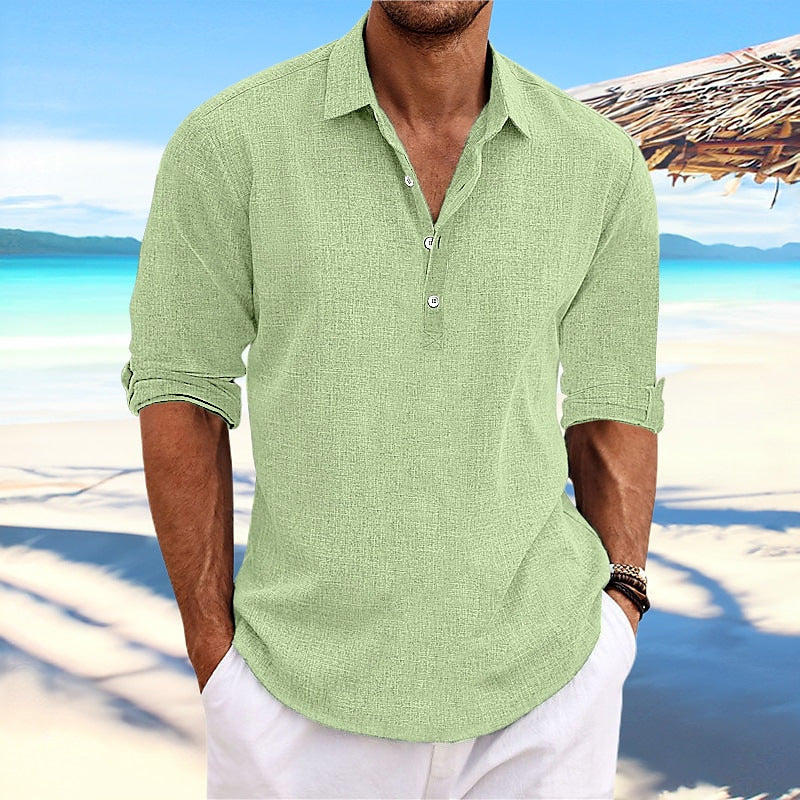 Chemise en lin léger pour hommes à manches mi-longues Chic und Stil