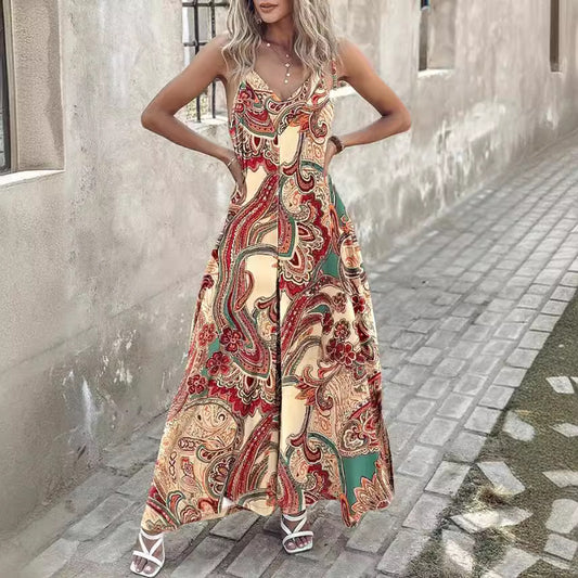 Robe maxi pour femmes avec un motif paisley vivant