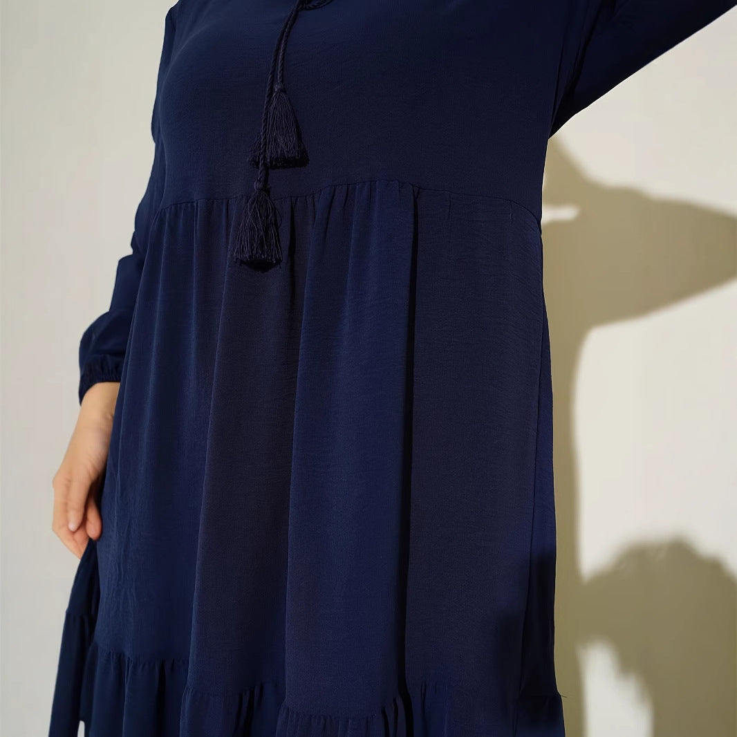 Robe maxi femme avec jupe volumineuse et fines franges Chic und Stil