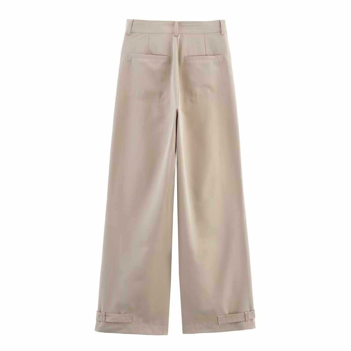 Damen weite hochtaillierte Stoffhose mit eleganten Knopfdetails Chic und Stil