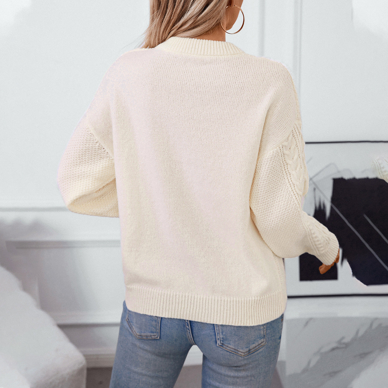 Pull-over en maille épaisse pour femmes avec un motif de torsades raffiné et un col rond Chic und Stil