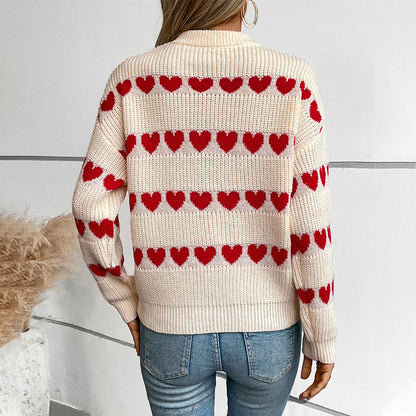 Pull femme confortable avec motif de cœurs Chic und Stil