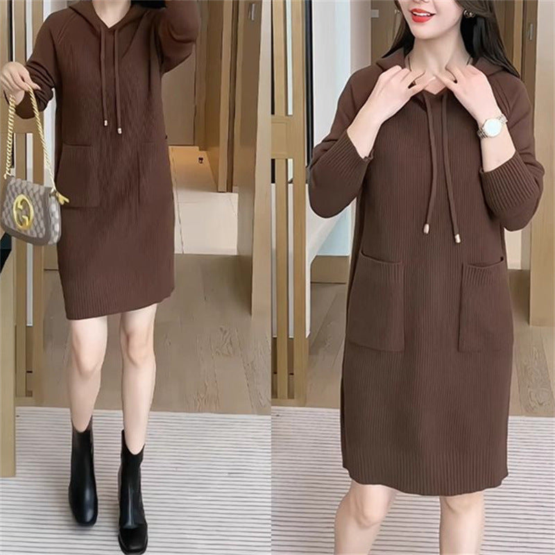 Robe en tricot pour femmes avec capuche et poches pratiques Chic und Stil