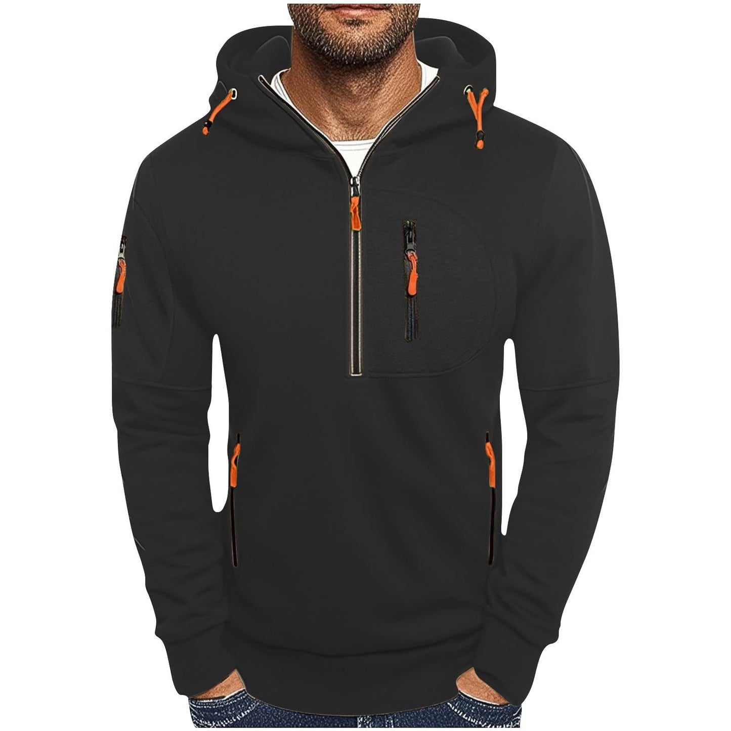 Functional hooded jacket for men with innovative 1/2 zip Chic and Style