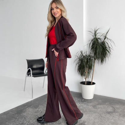 Dames Ensemble de sport avec fermeture éclair intégrale et coutures contrastées Chic und Stil