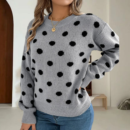 Pull en grosse maille pour femmes avec motif à pois et coupe décontractée Chic und Stil