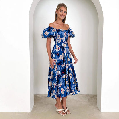 Robe midi florale épaules dénudées Chic und Stil pour femmes