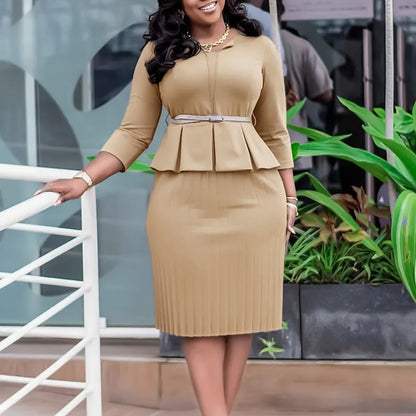 Robe peplum élégante pour femmes avec ceinture à la taille intégrée et jupe structurée Chic und Stil