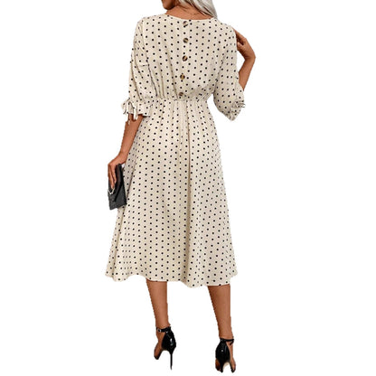 Robe midi femme avec des manches bouffantes décoratives et une taille élastique Chic und Stil
