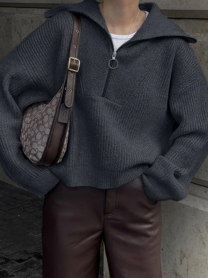 Pull en tricot pour femmes avec zipper et coupe décontractée Chic und Stil