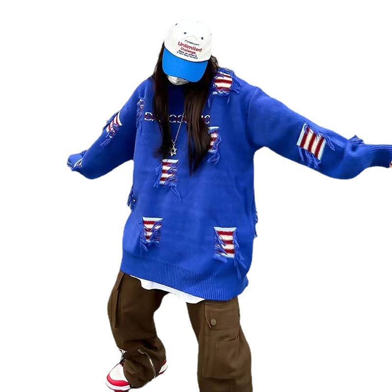 Urban knit pullover for women with unique ribbed details and a chic worn design