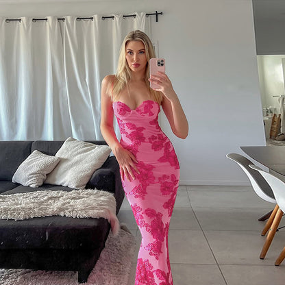 Robe Maxi Brodée Florale Chic und Stil