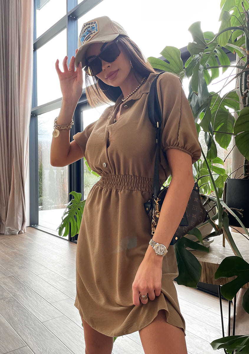 Robe chemise femme avec taille élastique et col tendance Chic und Stil