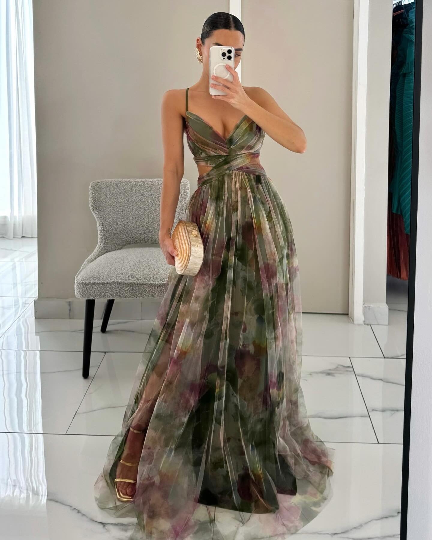 Robe de soirée en chiffon floral pour femmes Chic und Stil