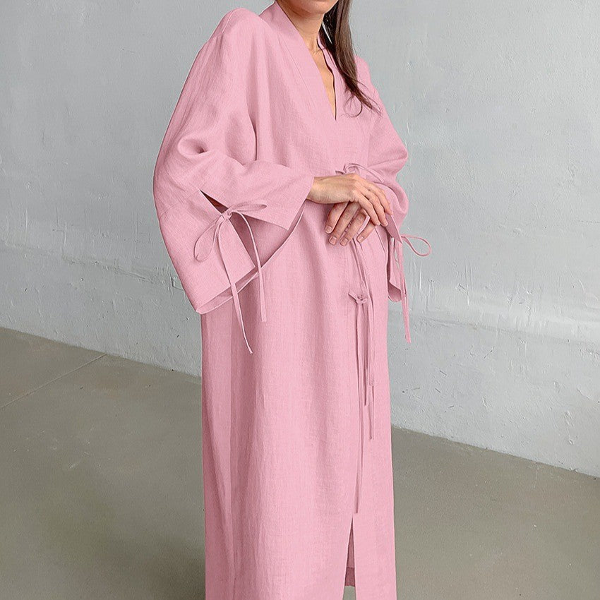 Robe kimono à manches longues pour femmes avec lien latéral Chic und Stil