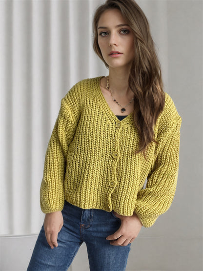 Dames gilet en grosse maille avec des détails de boutons tendance et une coupe décontractée Chic und Stil