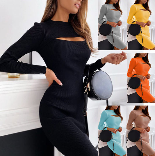 Robe en tricot pour femmes avec fente latérale et découpes tendance Wirbel Chic und Stil
