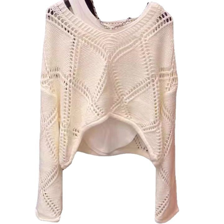 Pull en tricot décontracté pour femmes avec motif de mailles en l'air Chic und Stil