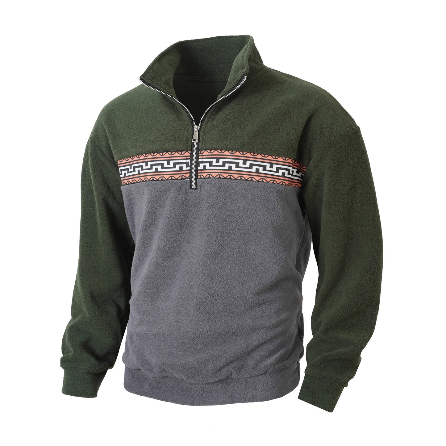 Fleece pullover for men with modern zipper and creative design Chic and Style