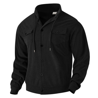 Chemise utility pour hommes en velours côtelé texturé avec poches poitrine pratiques Chic und Stil
