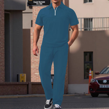 Men's modern leisure set with high-quality short-sleeve polo and comfortable jogger pants Chic and Style