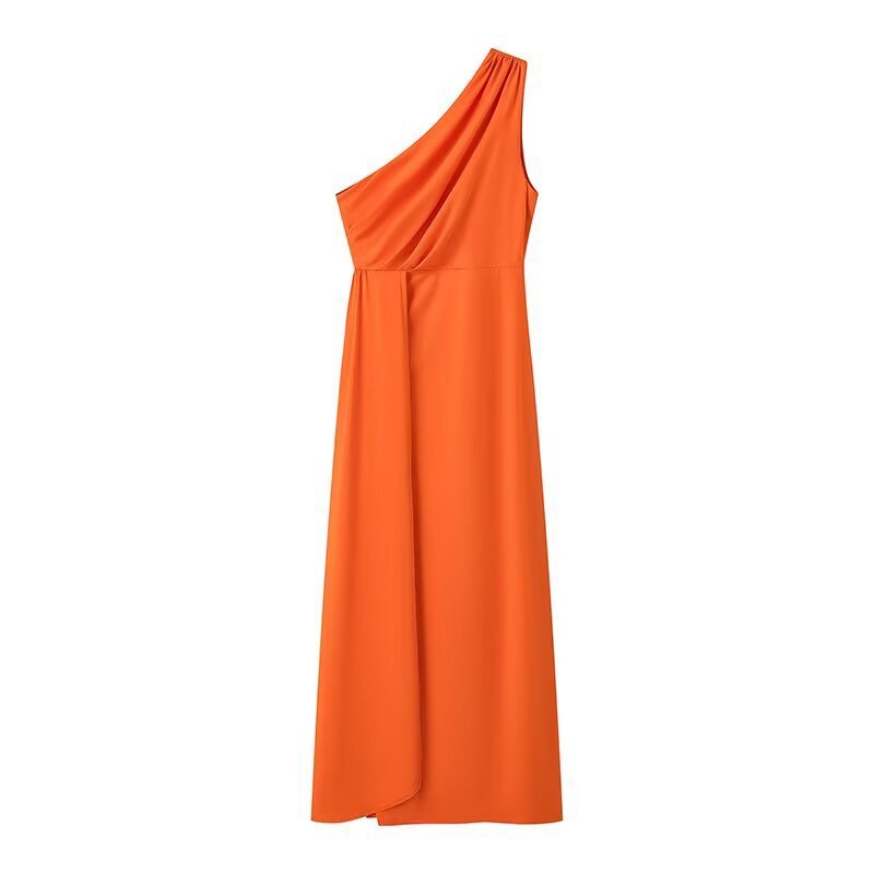 Robe maxi pour femmes avec design de manches asymétriques et drapé élégant Chic und Stil
