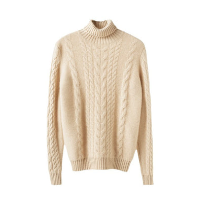 Pull en gros tricot pour femme avec col haut et motif en torsades structuré Chic und Stil