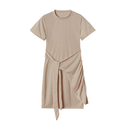 Robe T-Shirt drapée de loisirs pour femmes Chic und Stil