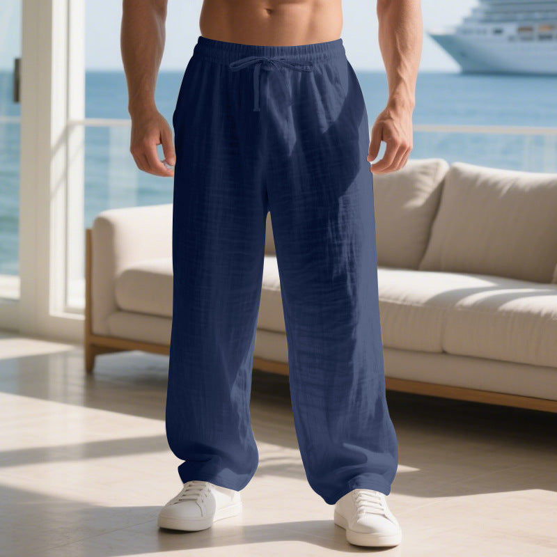 Casual long cotton pants for men with elastic waistband and practical drawstring Chic and Style