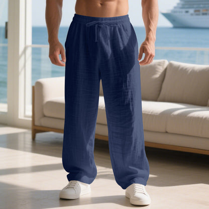 Casual long cotton pants for men with elastic waistband and practical drawstring Chic and Style