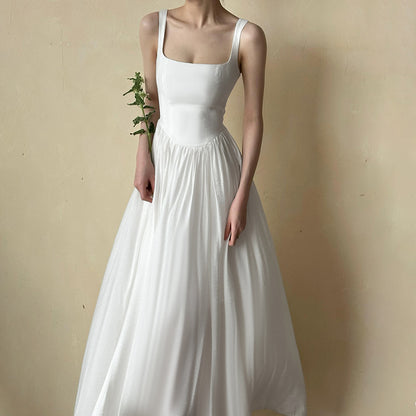 Robe maxi A-ligne à encolure carrée Chic und Stil pour femmes