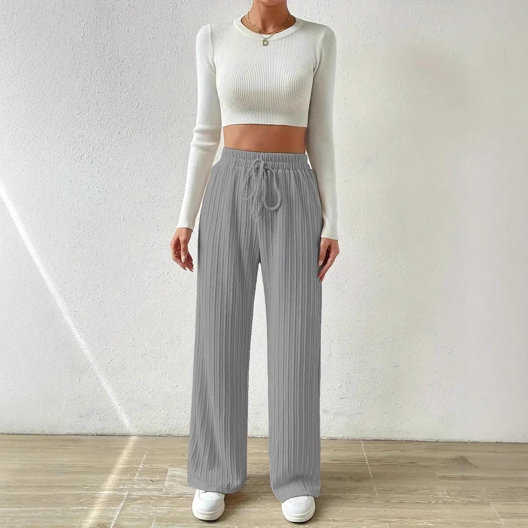 Comfortable lounge pants for women with elastic waistband and ribbed structure Chic und Stil