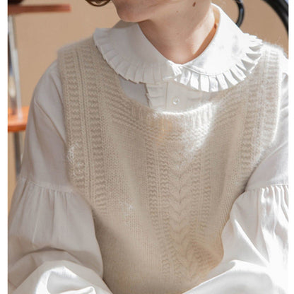 Dames Gros Tricot Gilet avec Motif de Tresses Chic und Stil