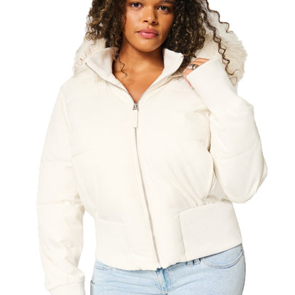 Women’s quilted winter jacket with removable hood and elastic cuffs Chic and Style