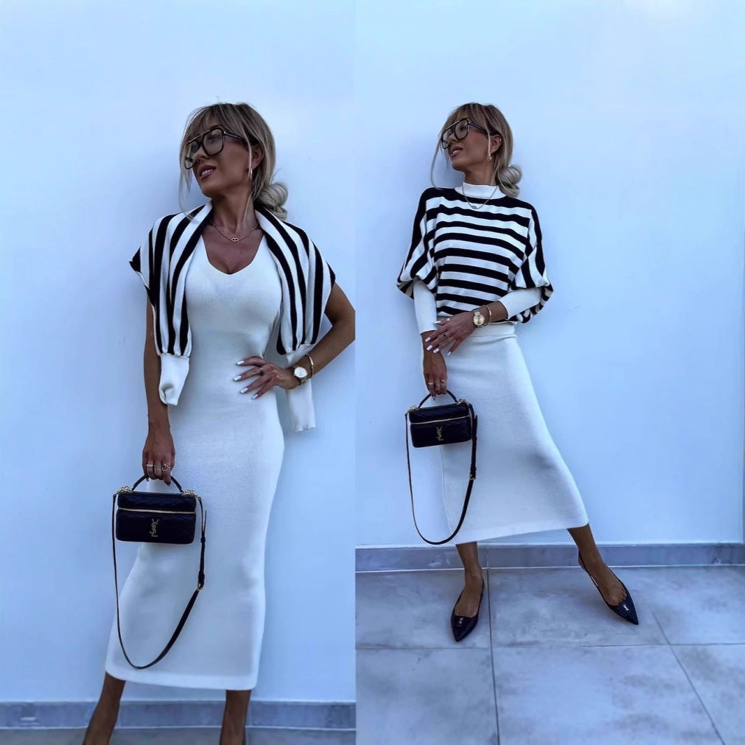Dames Robe rayée élégante avec coupe ample et veste décontractée Chic und Stil