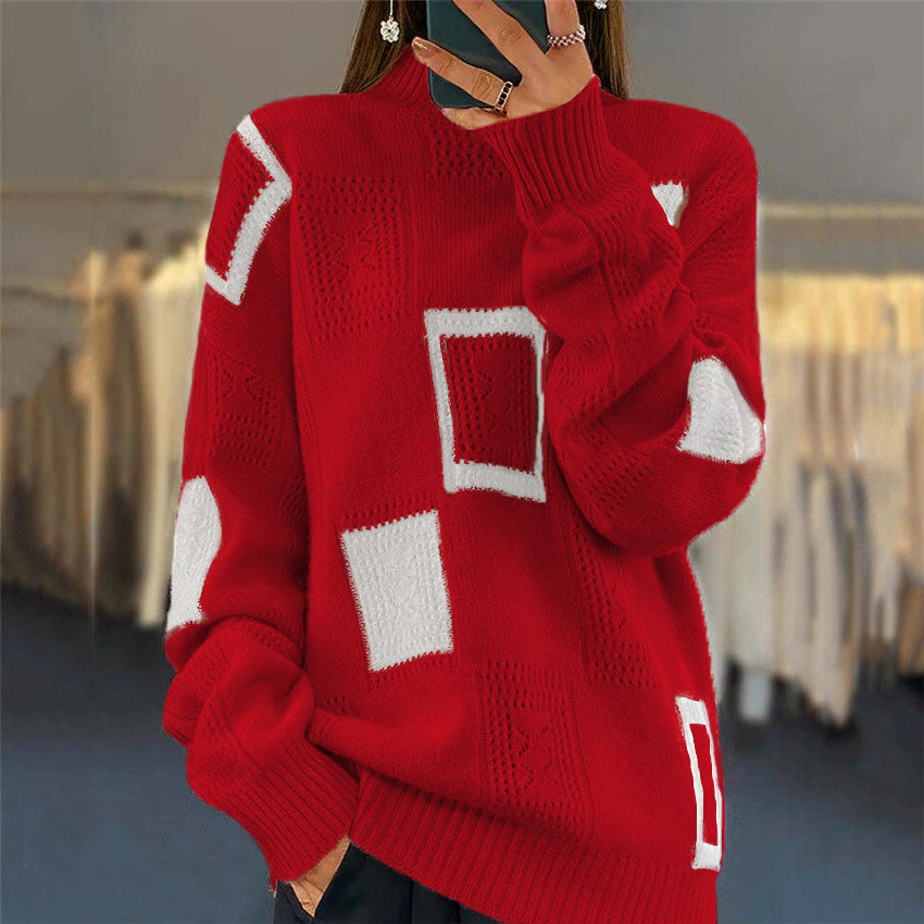 Pull féminin à la mode avec motif patchwork texturé Chic und Stil