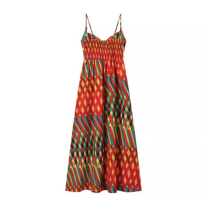Robe maxi pour dames avec motif géométrique accrocheur et bretelles spaghetti réglables Chic und Stil