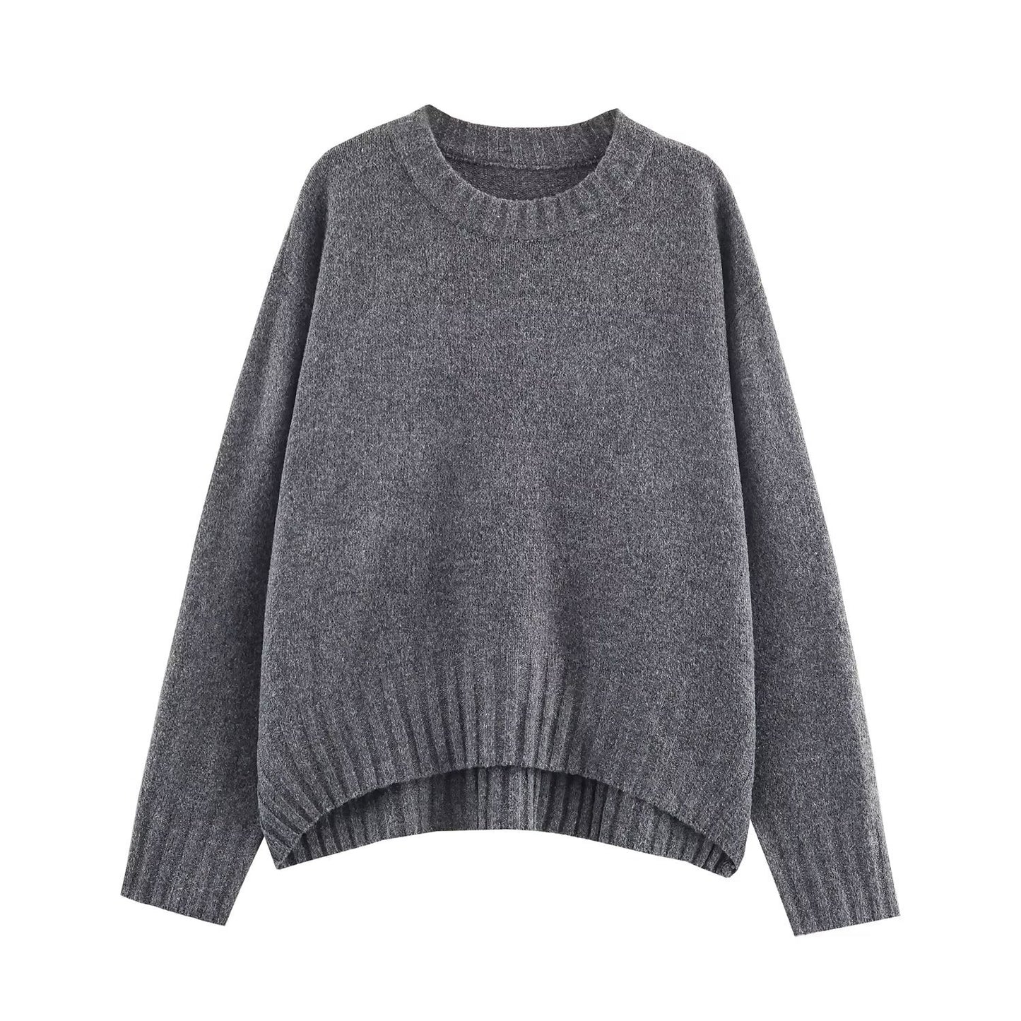 Pull-over rond décontracté pour femmes avec surface texturée et épaules tombantes Chic und Stil
