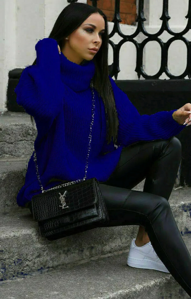 Pull en tricot oversized pour femmes avec col montant et coupe décontractée Chic und Stil