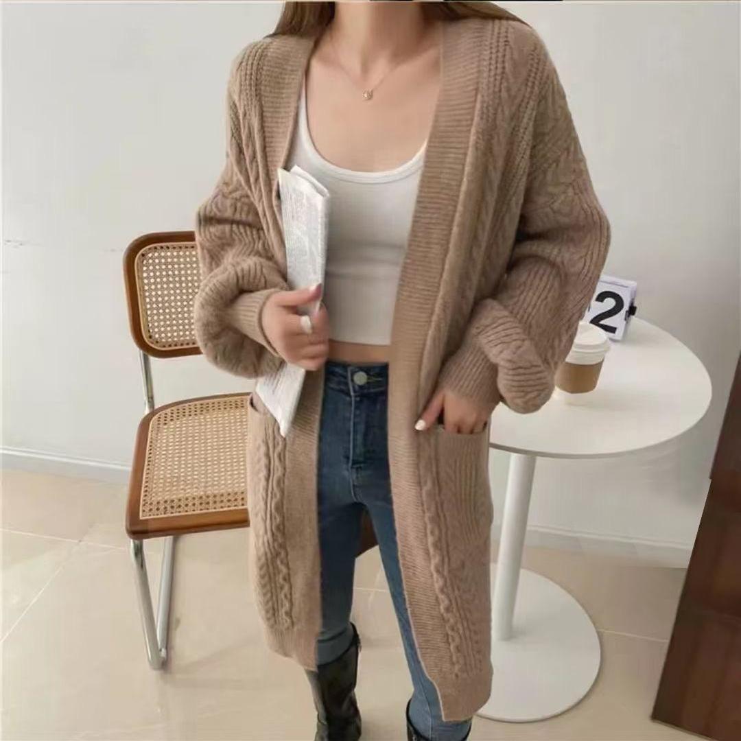 Dames Gros Tricot Cardigan avec poches profondes et design en tresse élégant Chic und Stil