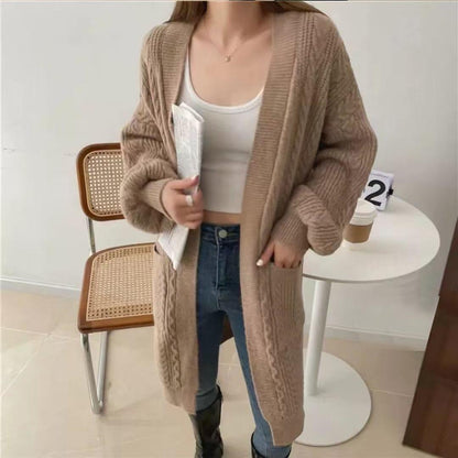 Dames Gros Tricot Cardigan avec poches profondes et design en tresse élégant Chic und Stil