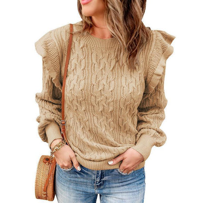 Pull en tricot pour femmes avec détails en volants et design texturé Chic und Stil