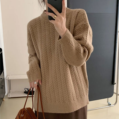 Pull en tricot pour femmes avec un motif torsadé structuré et une coupe décontractée Chic und Stil