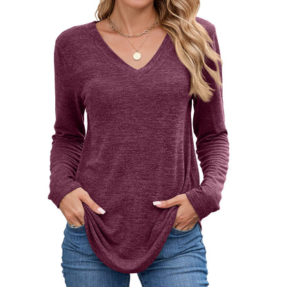 Chemise à manches longues pour femmes avec décolleté en V et coupe décontractée Chic und Stil