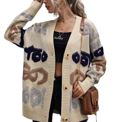 Dames Grobtricot Cardigan avec motif coloré Chic und Stil